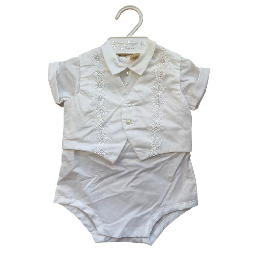 Vintage Tiny World Christening Romper Set - New & Timeless